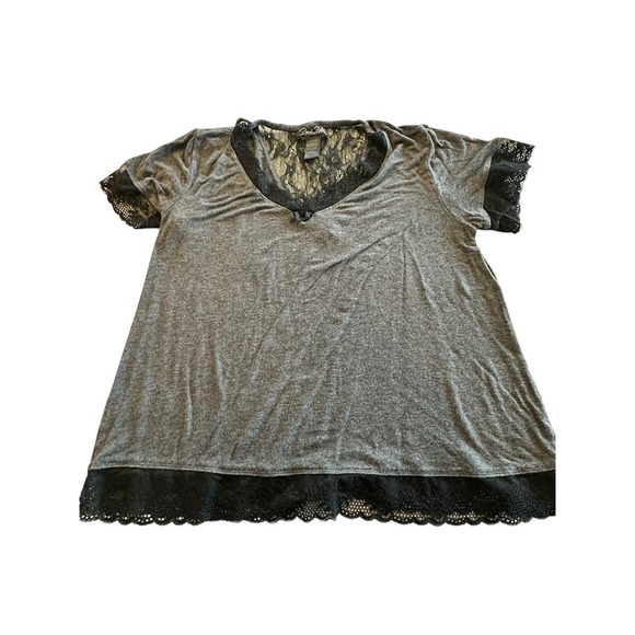 Rene Rofe Other - Rene Rofe Sleepwear Top Womens Black Sz Medium Lace Edges Pullover Short Sleeve